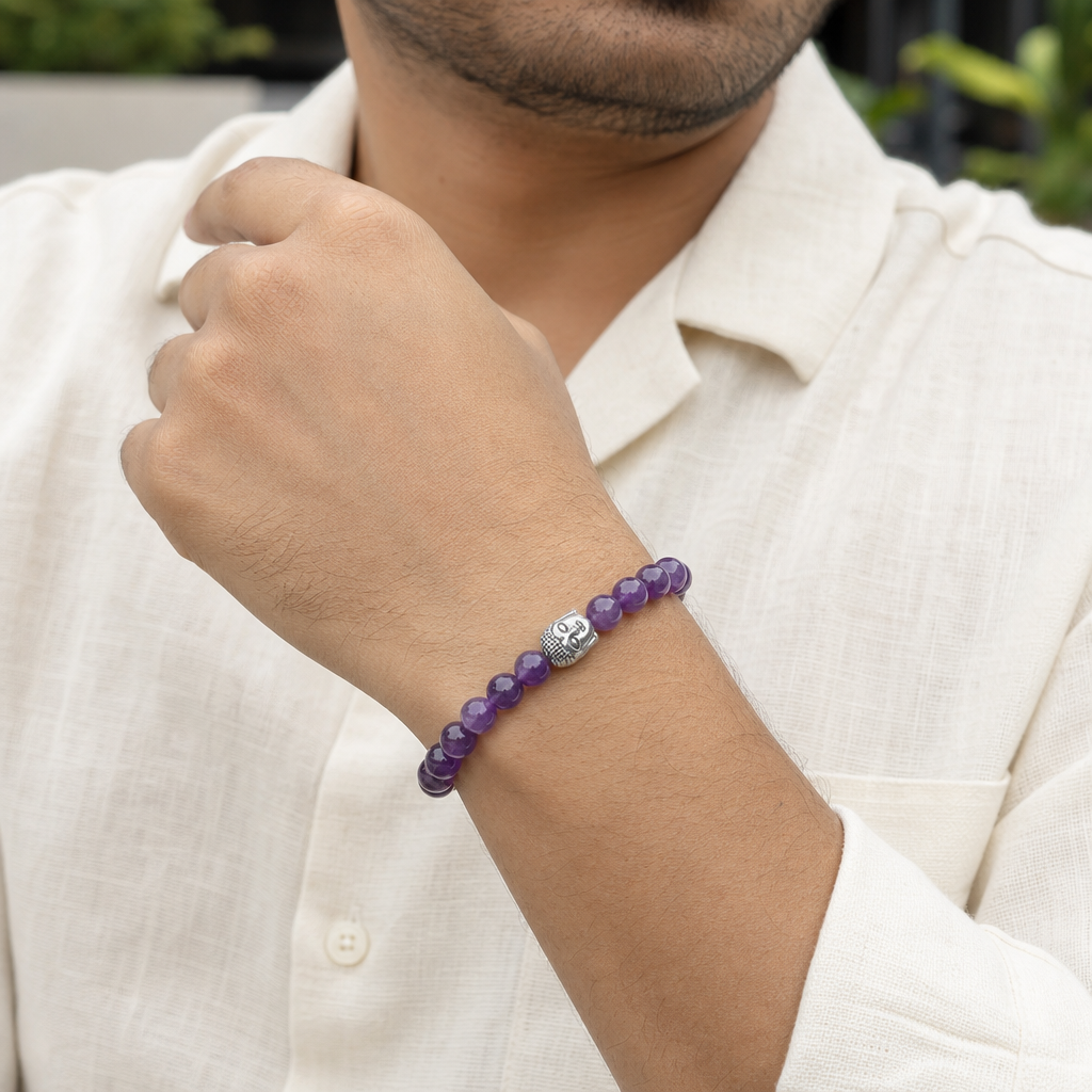Man wearing Amethyst Bracelet