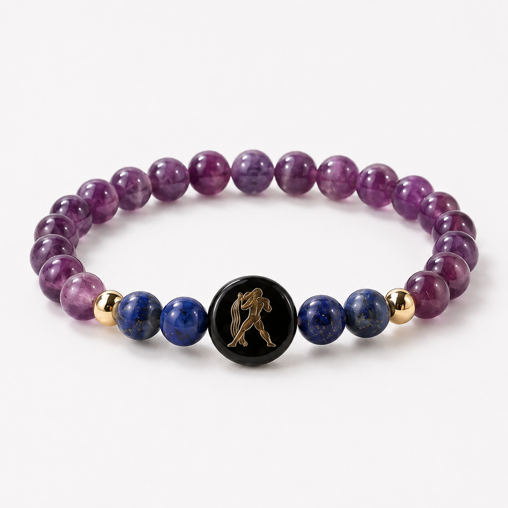 Aquarius (कुंभ राशि) Zodiac Amethyst & Lapis Lazuli Bracelet for Women product display image