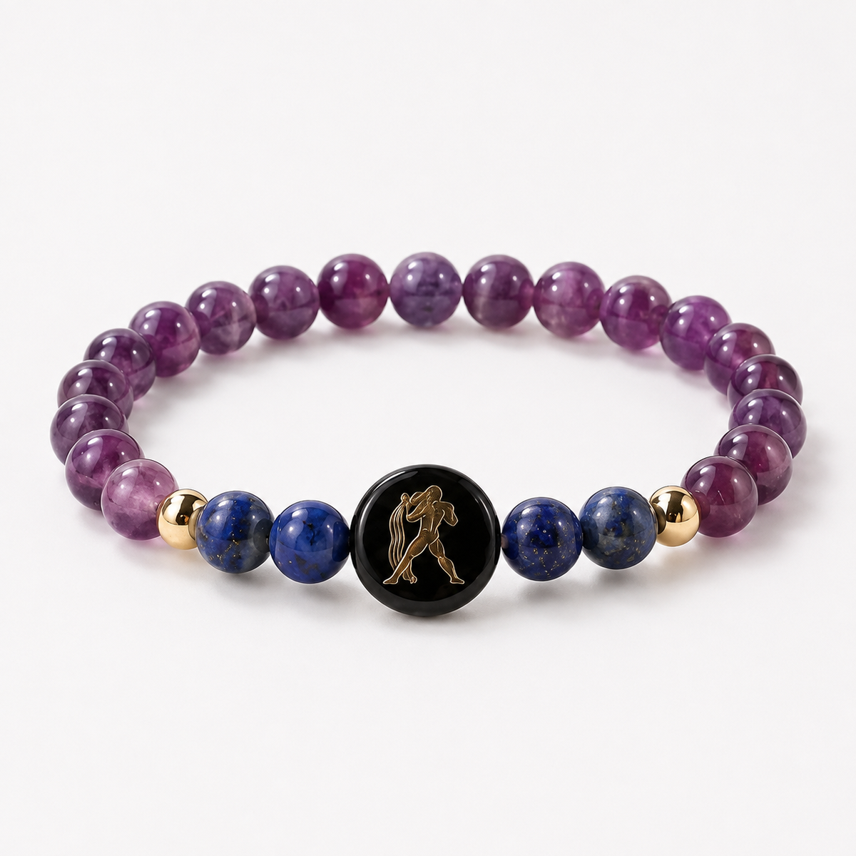 Aquarius (कुंभ राशि) Zodiac Amethyst & Lapis Lazuli Bracelet for Women product display image