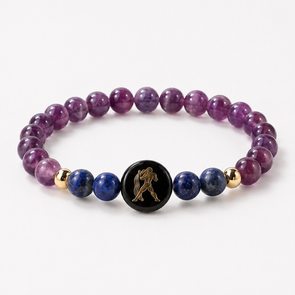 Aquarius (कुंभ राशि) Zodiac Amethyst & Lapis Lazuli Bracelet for Women product display image