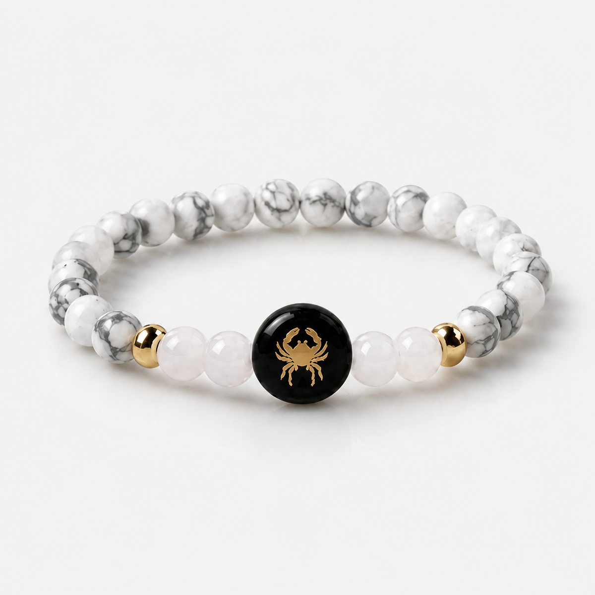 Cancer (कर्क राशि) Zodiac Howlite & Milky Quartz Bracelet for Women product display image