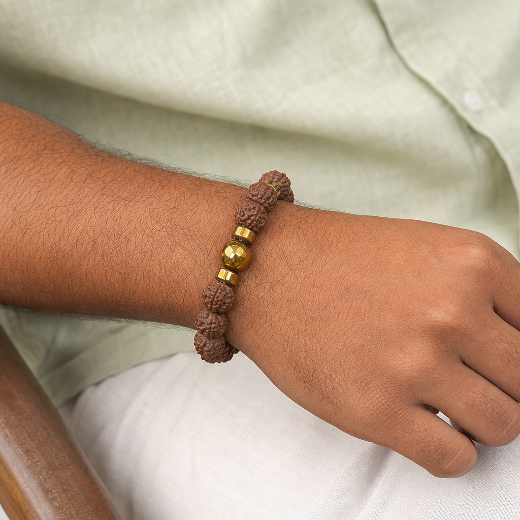 Man wearing Dhan Rudraksha Bracelet