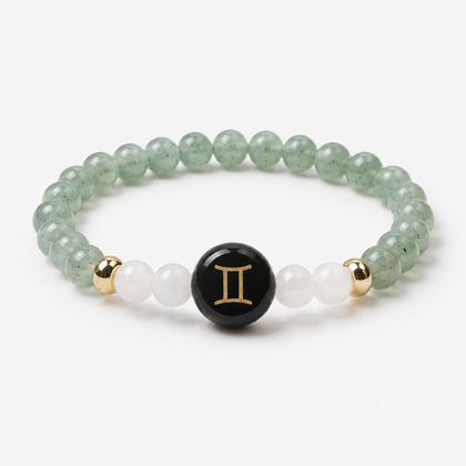 Gemini (मिथुन राशि) Zodiac Green Aventurine & Milky Quartz Bracelet for Women product display image