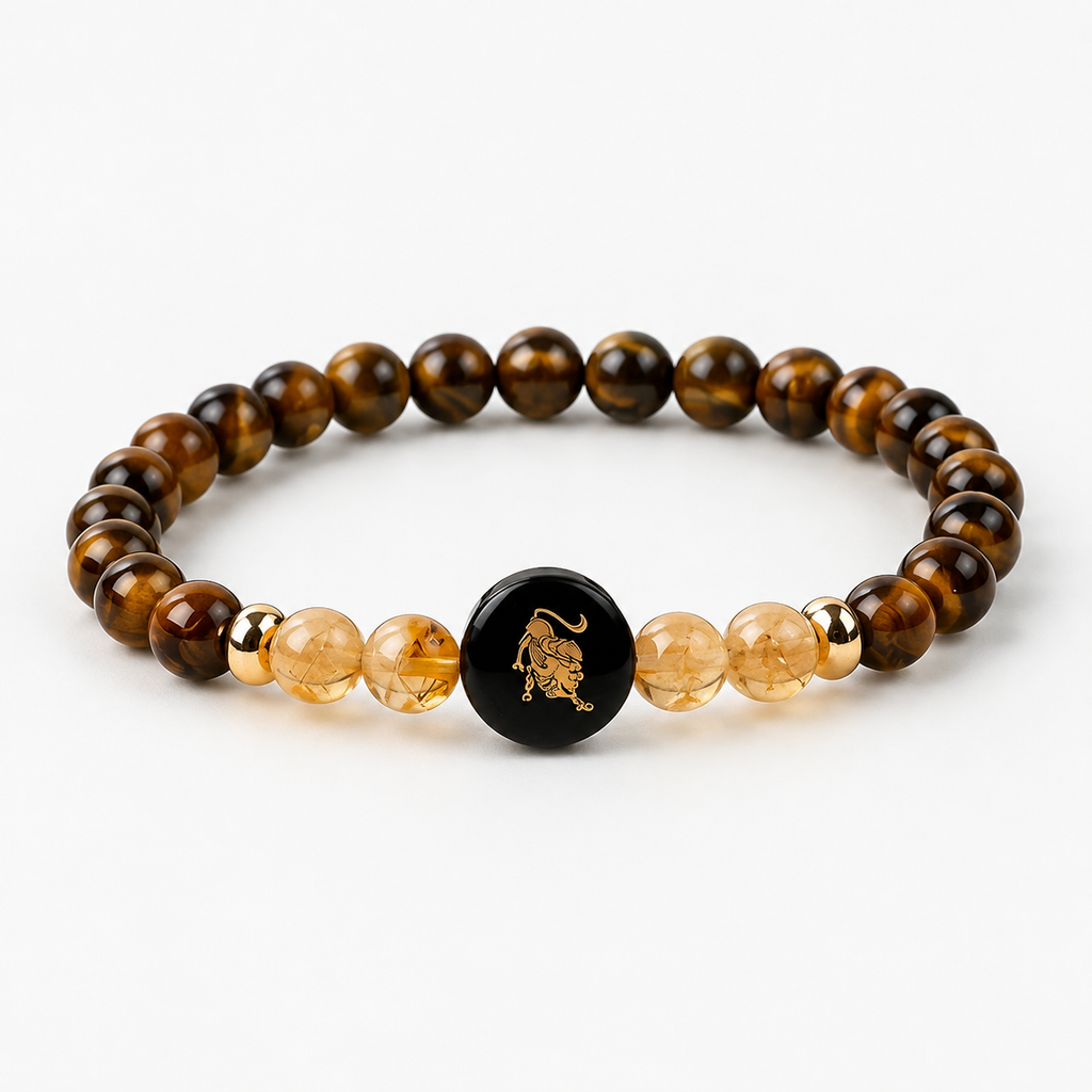 Leo (सिंह राशि) Zodiac Tiger Eye & Citrine Bracelet for Women product display image