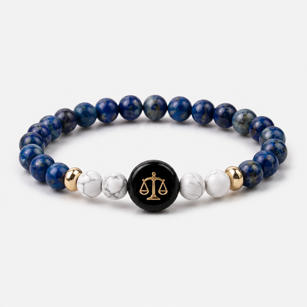 Libra (तुला राशि) Zodiac Lapis Lazuli & Howlite Bracelet for Women product display image