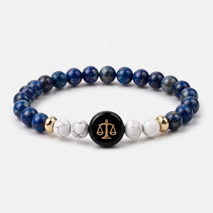 Libra (तुला राशि) Zodiac Lapis Lazuli & Howlite Bracelet for Women product display image