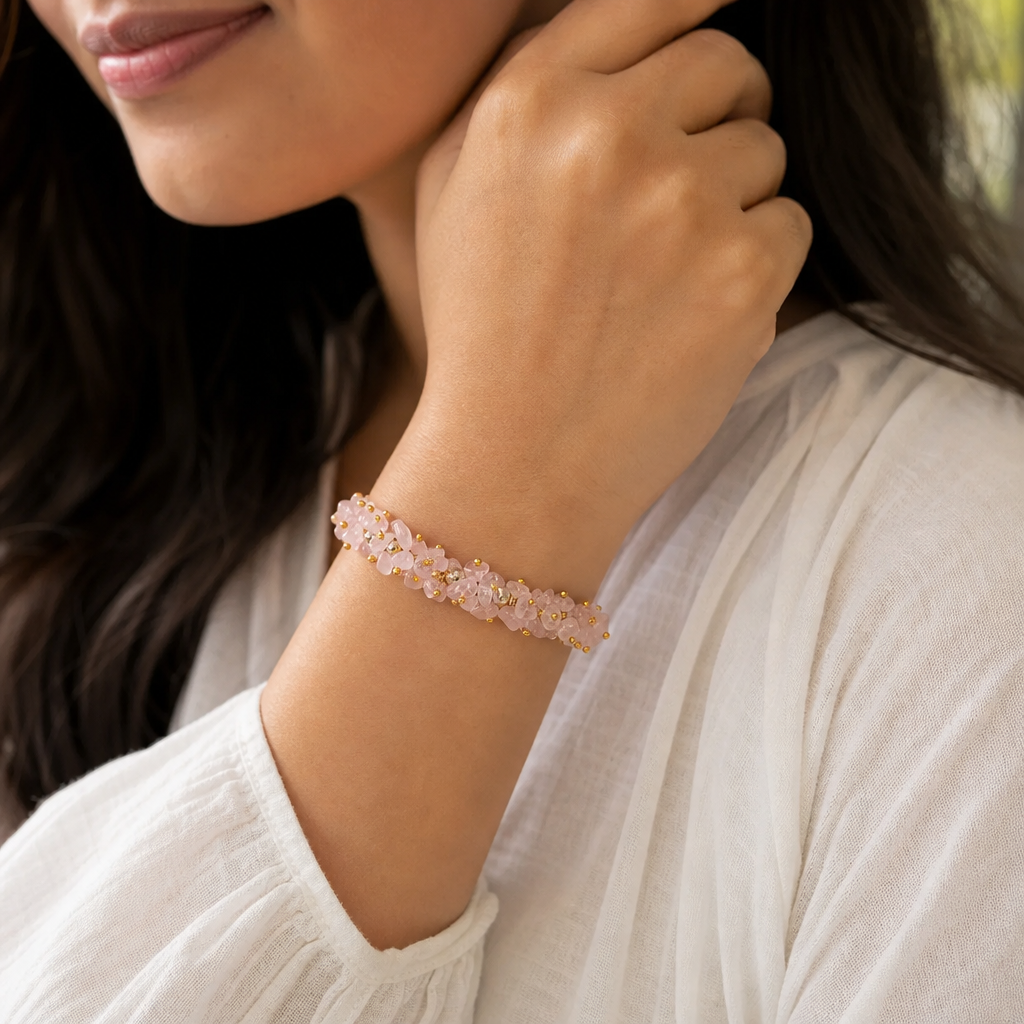 Woman wearing Love Attraction Chips Bracelet