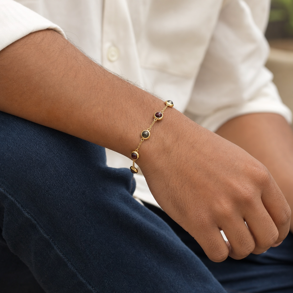 Man wearing Love & Money Metal Bracelet for Women