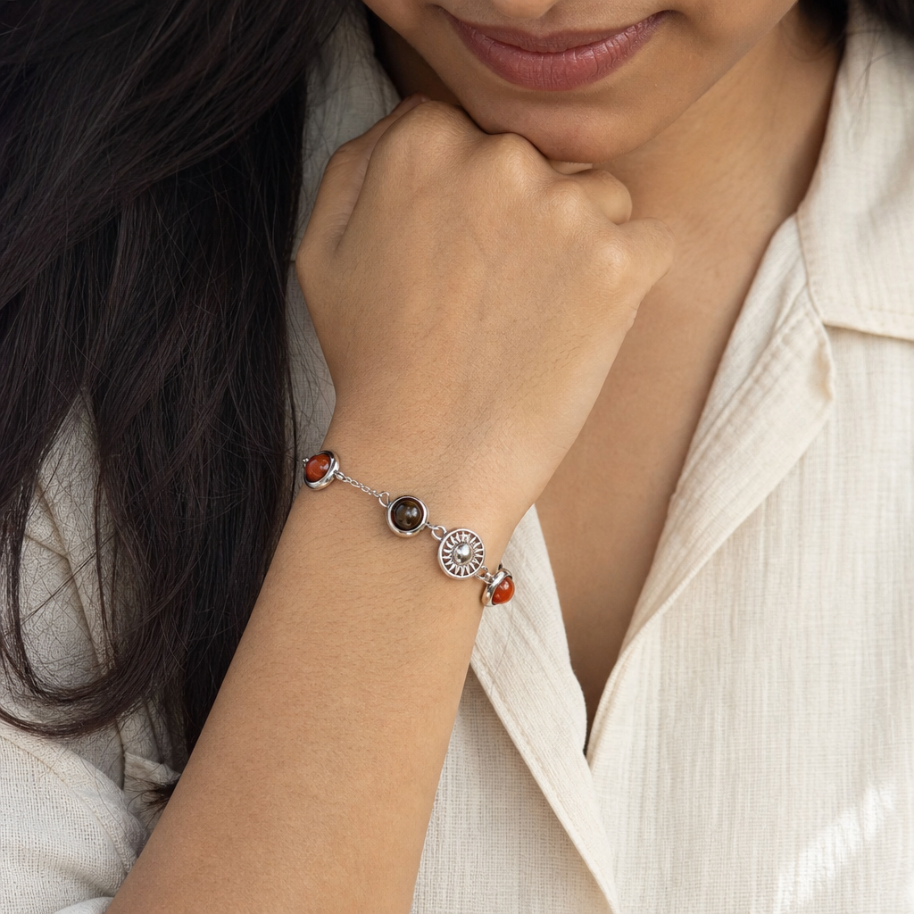 Woman wearing Mulank 1 Sun Crystal Bracelet for Women
