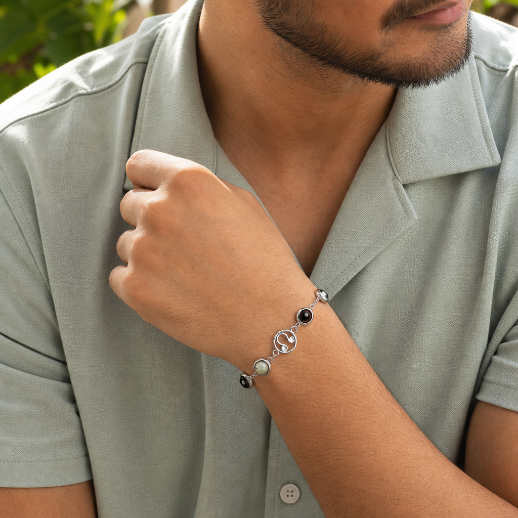 Man wearing Mulank 4 Rahu Crystal Bracelet for Women