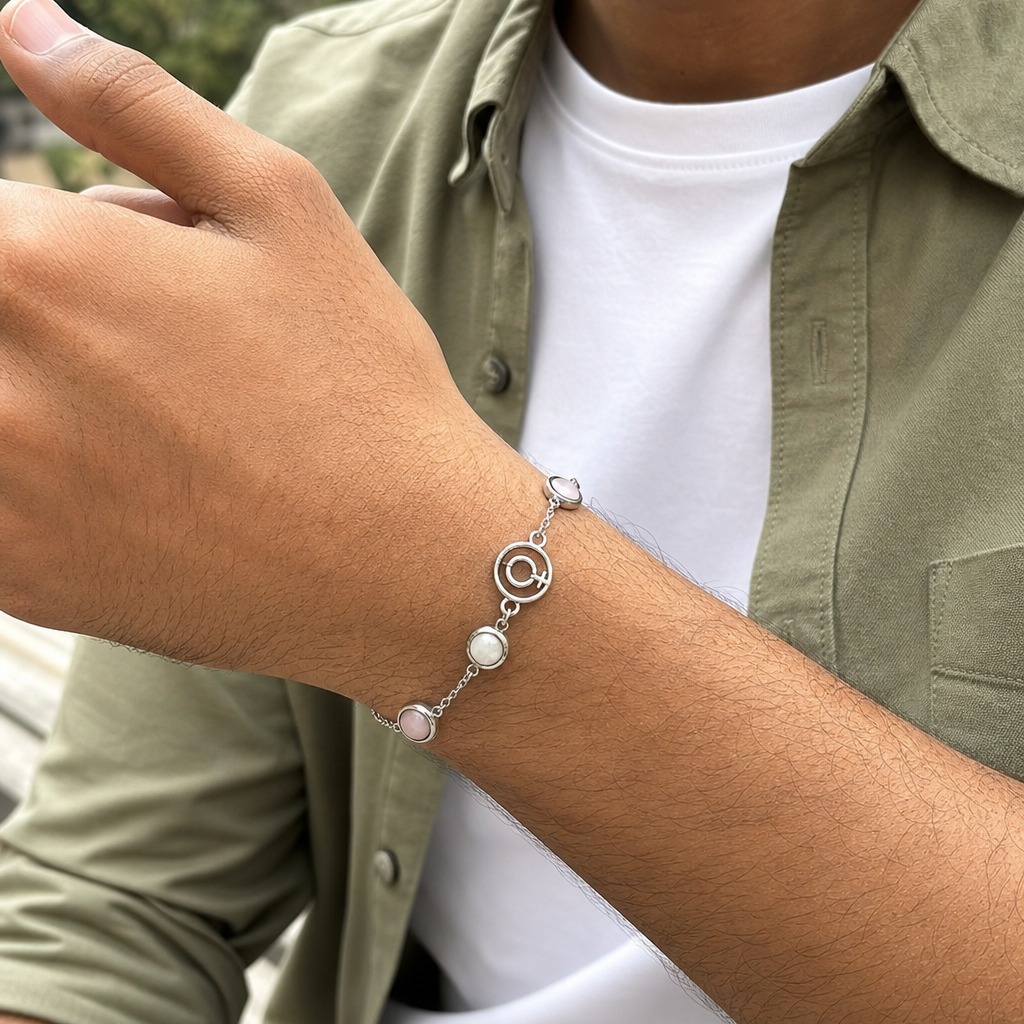 Man wearing Mulank 6 Shukra Crystal Bracelet for Women