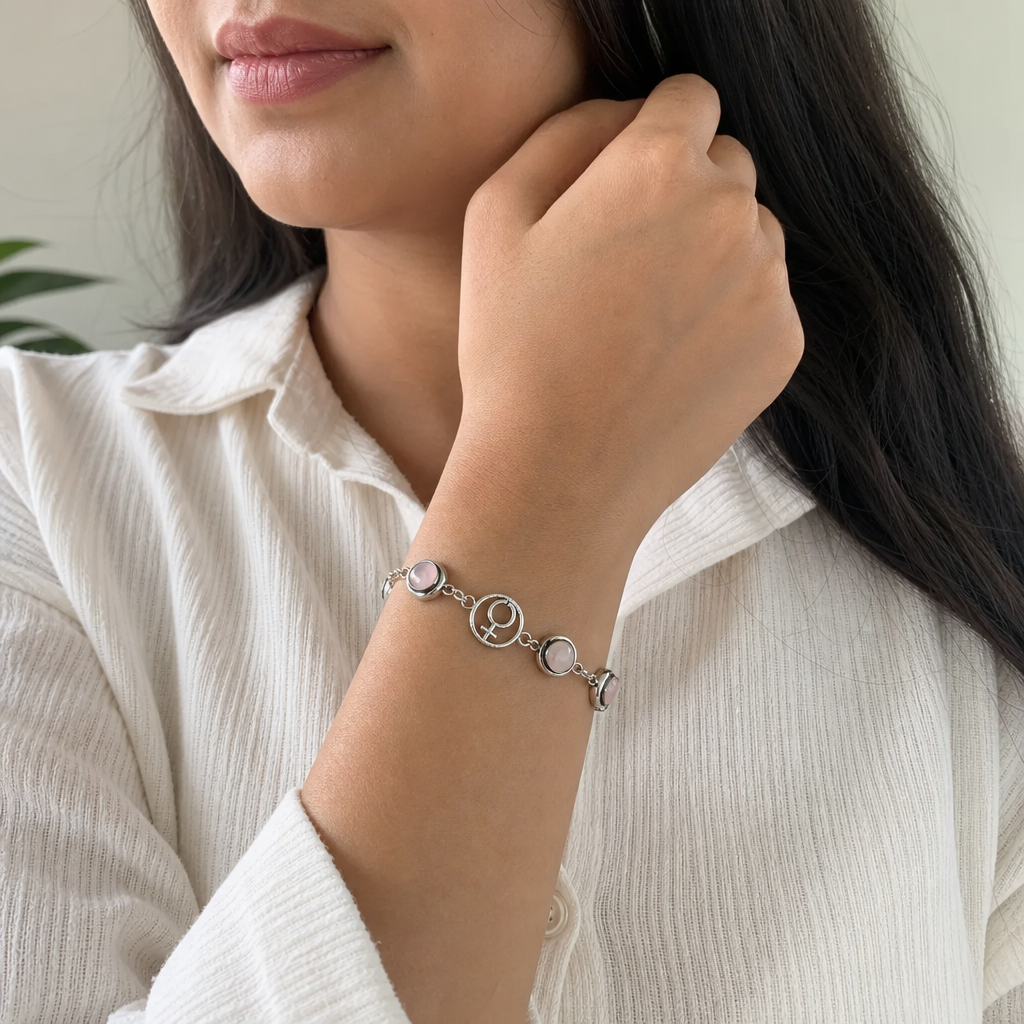 Woman wearing Mulank 6 Shukra Crystal Bracelet for Women