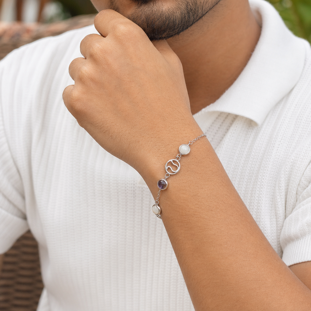 Man wearing Mulank 7 Ketu Crystal Bracelet for Women