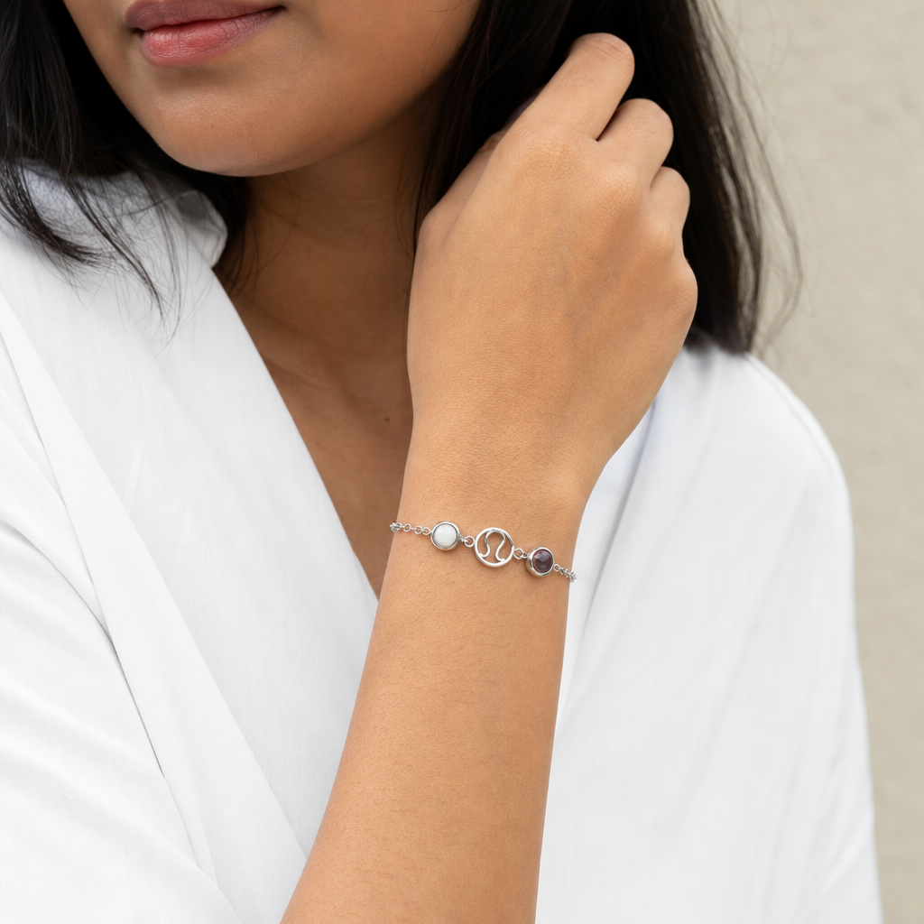 Woman wearing Mulank 7 Ketu Crystal Bracelet for Women