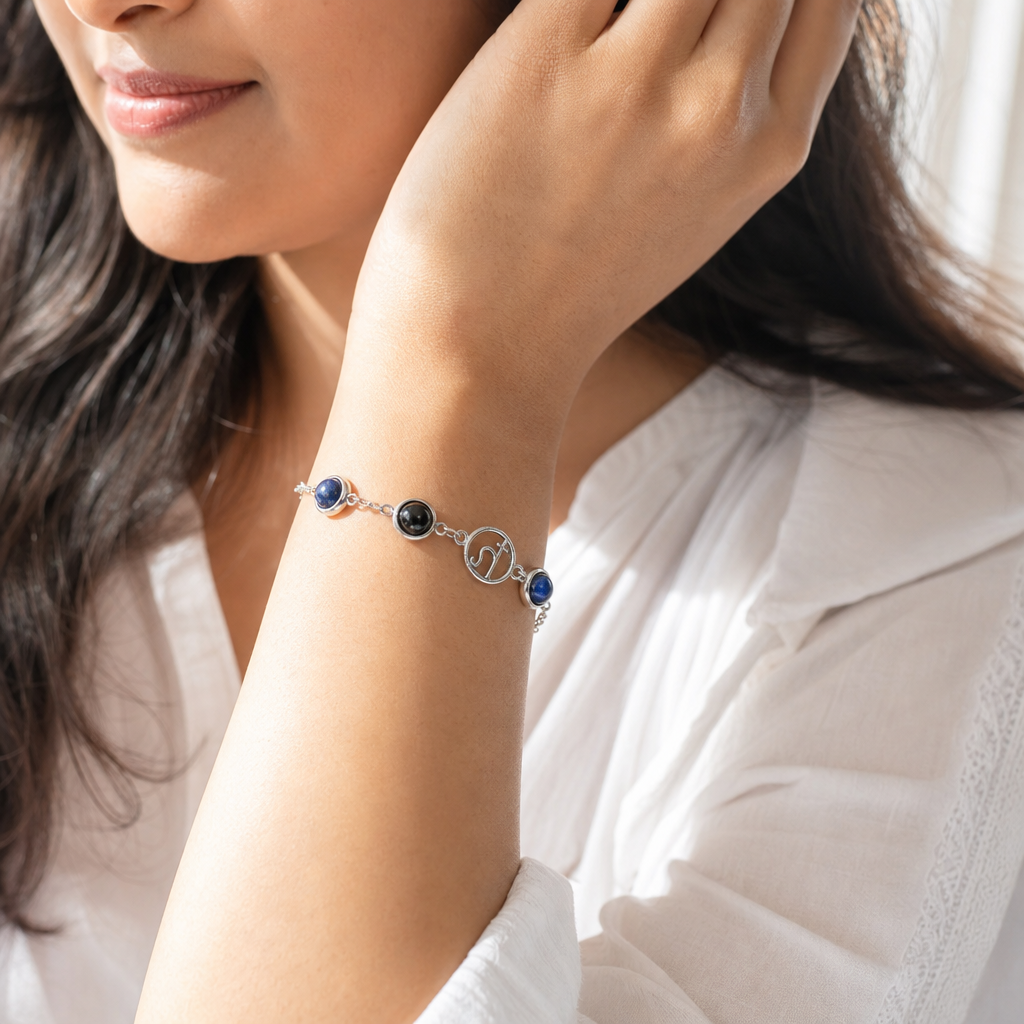 Woman wearing Mulank 8 Saturn Crystal Bracelet for Women