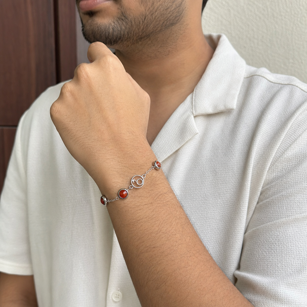 Man wearing Mulank 9 Mangal Crystal Bracelet for Women