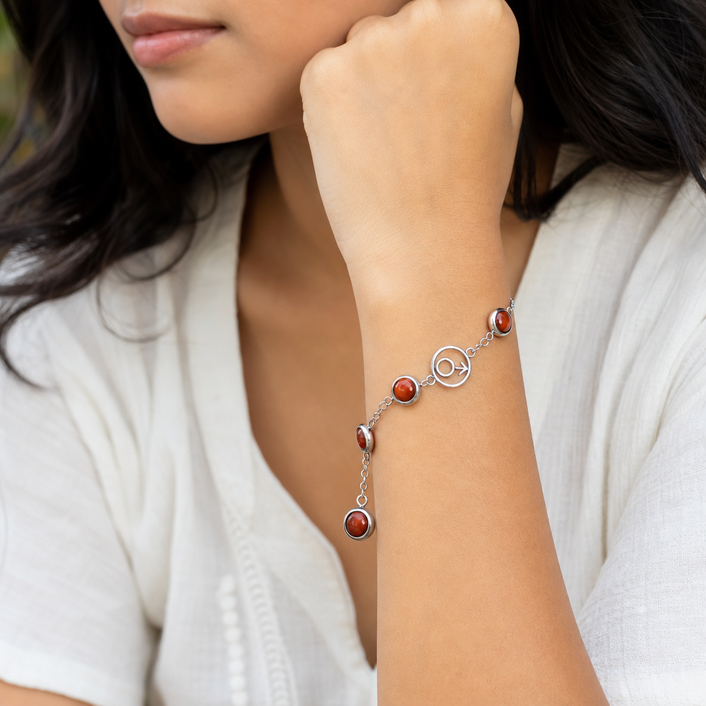 Woman wearing Mulank 9 Mangal Crystal Bracelet for Women