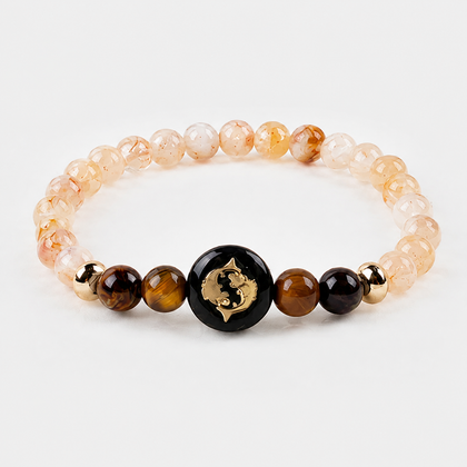 Pisces (मीन राशि) Zodiac Citrine & Tiger Eye Bracelet for Women product display image