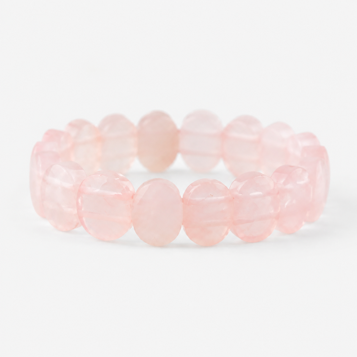 Rose Quartz Flat-Beaded Bracelet product display image