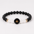 Scorpio (वृश्चिक राशि) Zodiac Black Obsidian & Milky Quartz Bracelet for Women product display image
