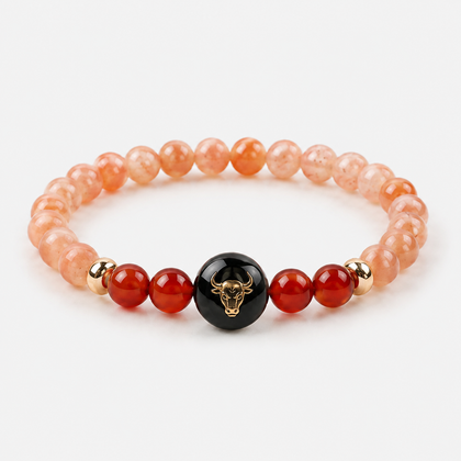Taurus (वृषभ राशि) Zodiac Sunstone & Carnelian Bracelet for Women product display image