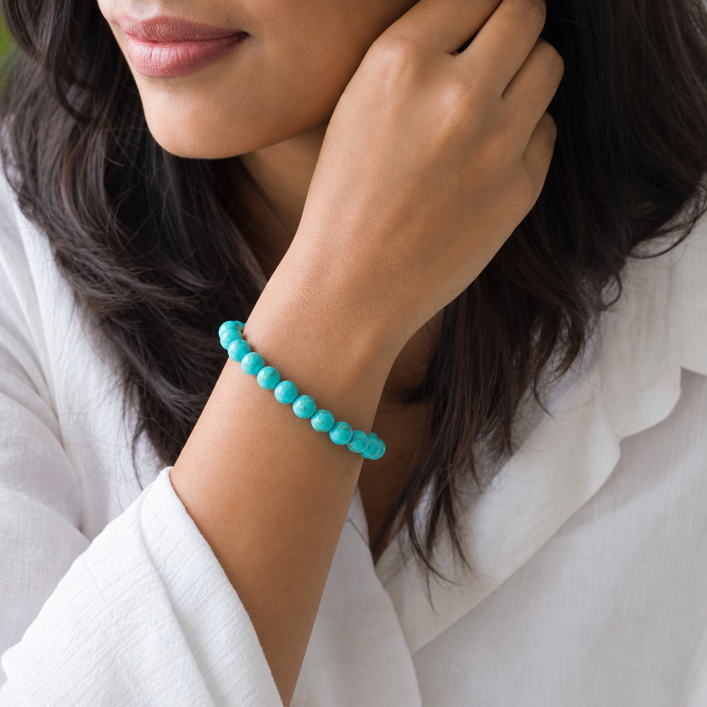 Woman wearing Turquoise bracelet