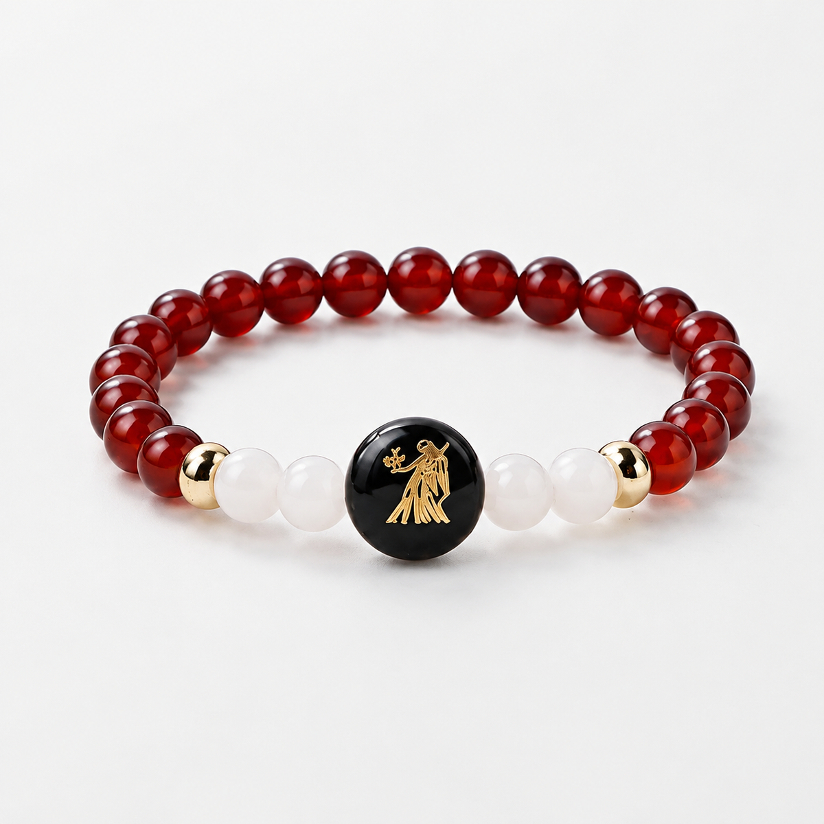 Virgo (कन्या राशि) Zodiac Carnelian & Milky Quartz Bracelet for Women product display image