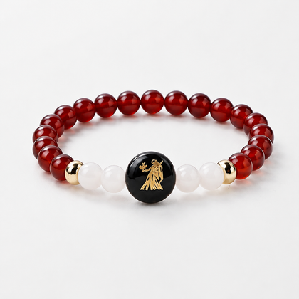 Virgo (कन्या राशि) Zodiac Carnelian & Milky Quartz Bracelet for Women product display image