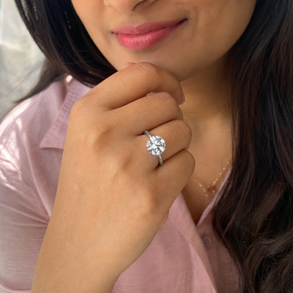 Zirconia woman wearing gemstone ring